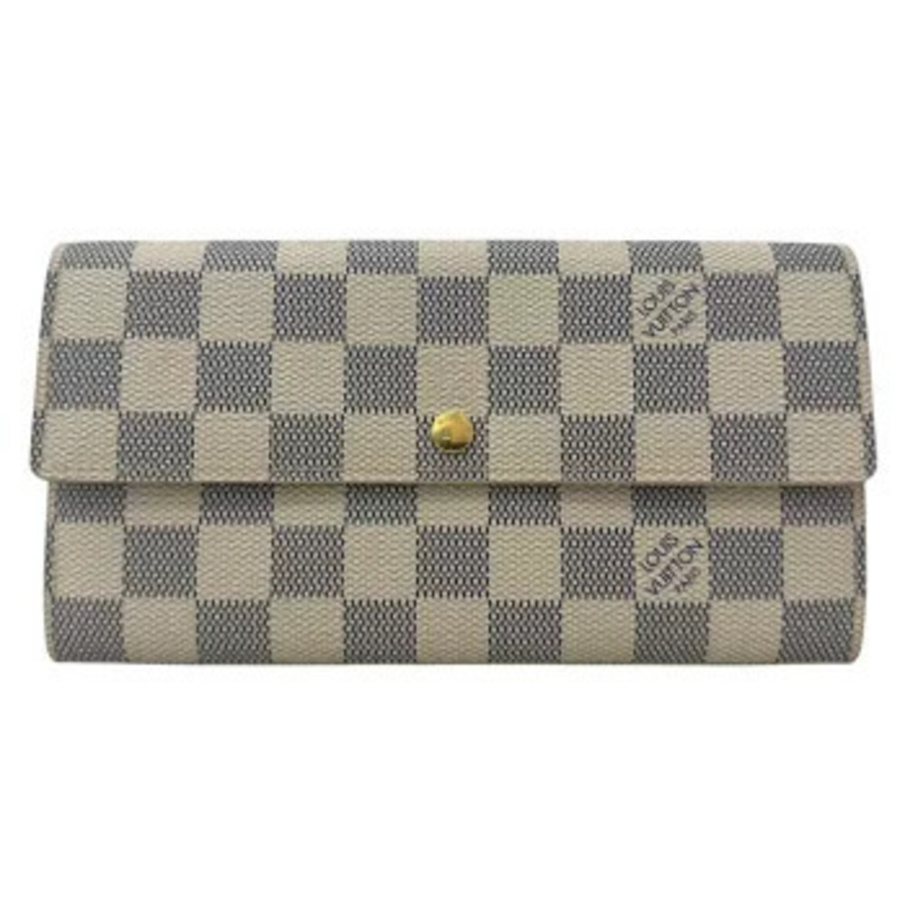 Louis Vuitton Portefeuille Sarah Damier Azur White Long Wallet